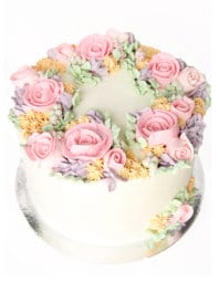 Торт кремовые цветы