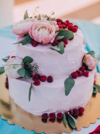 Свадебный торт Розовый с цветами
