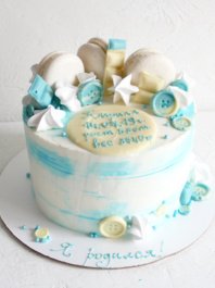 Торт на рождение ребенка ( голубой)